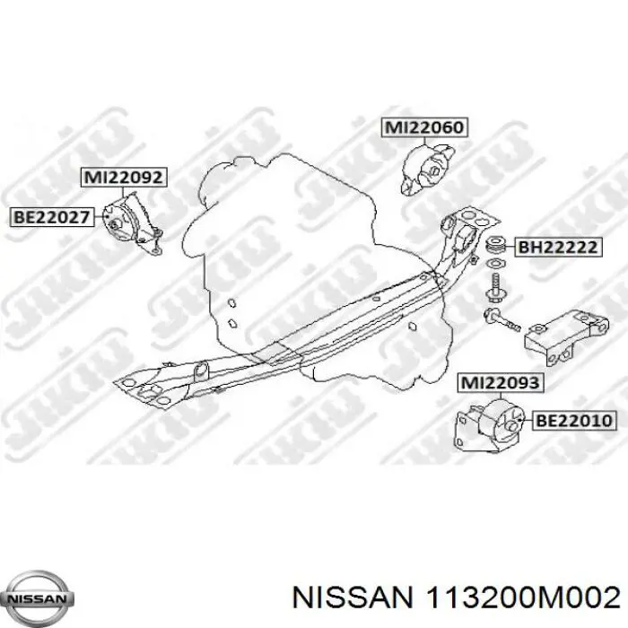 113200M002 Nissan подушка (опора двигуна, задня)