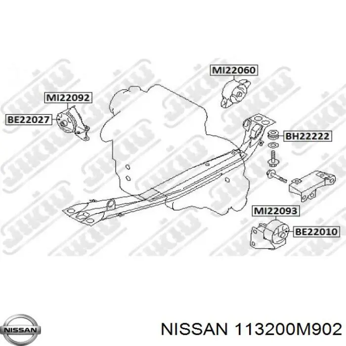 1132059Y10 Nissan подушка (опора двигуна, задня)