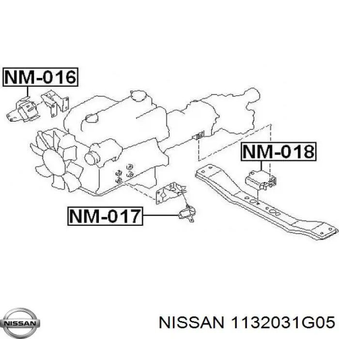 1132031G05 Nissan подушка (опора двигуна, задня)