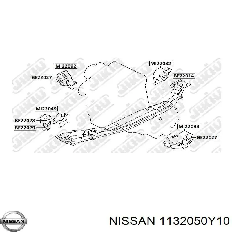 1132050Y10 Nissan подушка (опора двигуна, задня)