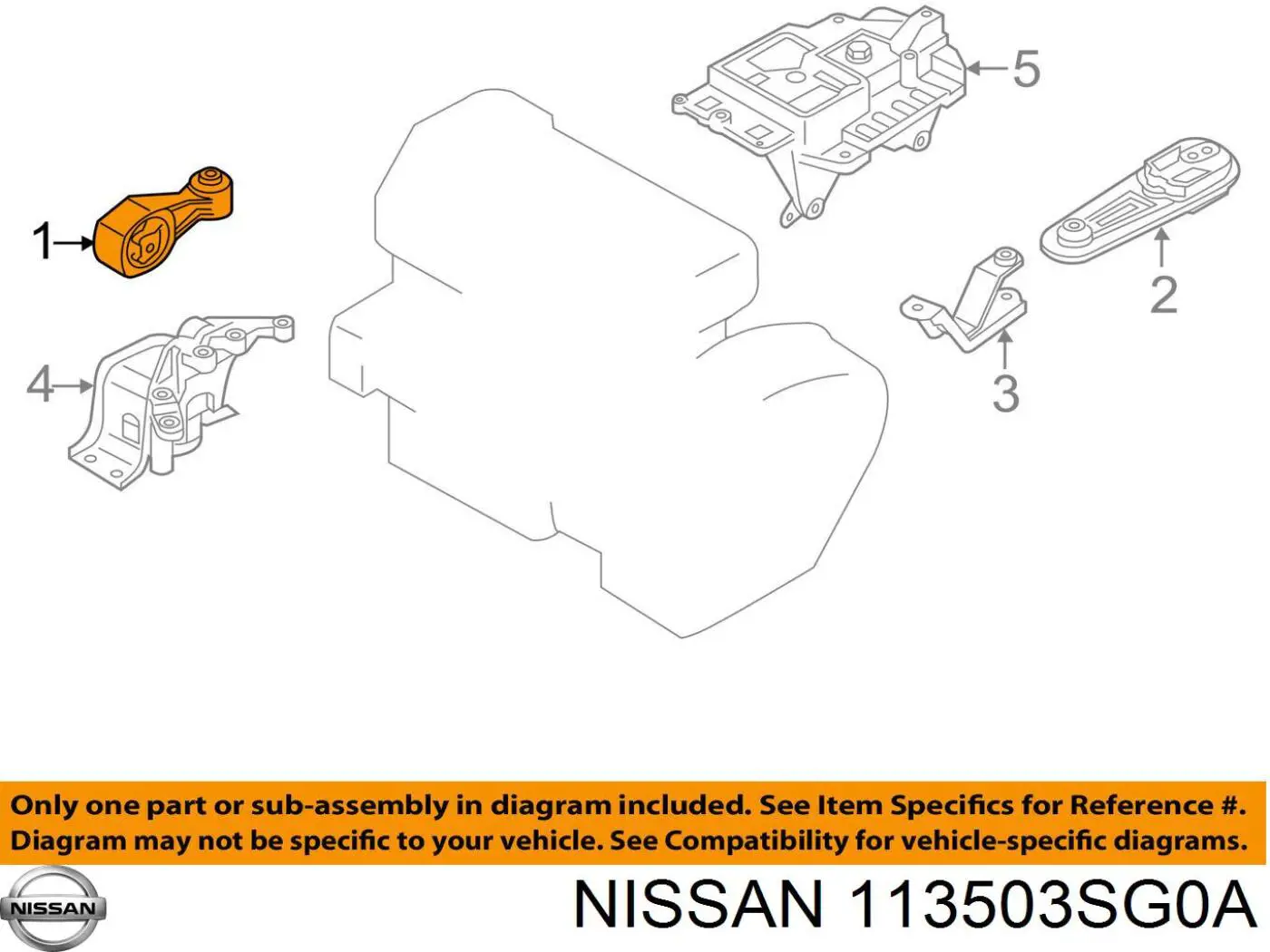 Купити 113503SG0A Nissan/Infiniti Подушка (опора) двигуна, права задня