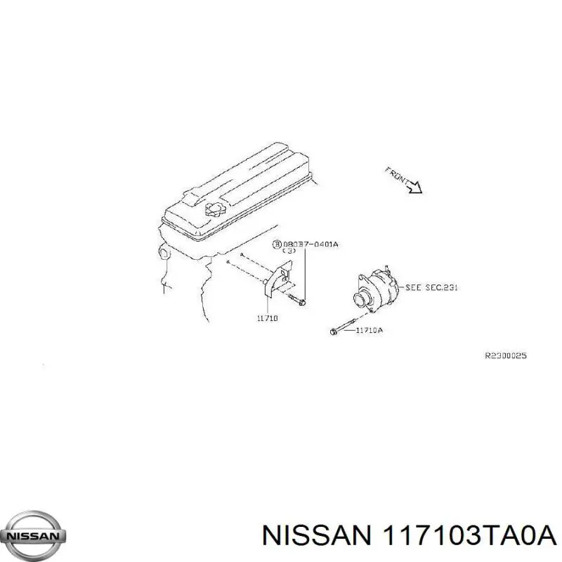 117103TA0A Nissan/Infiniti Кронштейн кріплення генератора