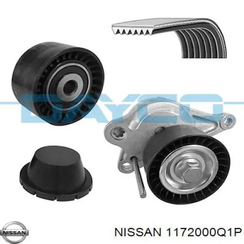Купити 1172000Q1P Nissan/Infiniti Ремінь приводний, агрегатів, комплект