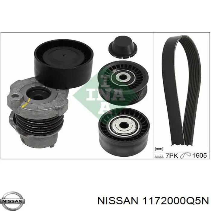 Купити 1172000Q5N Nissan/Infiniti Ремінь приводний, агрегатів, комплект