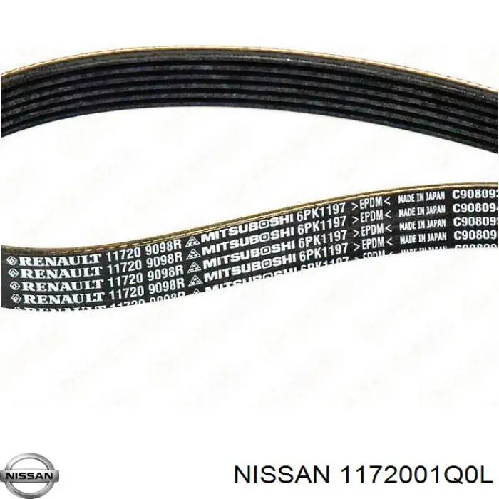 Купити 1172001Q0L Nissan/Infiniti Ремінь приводний, агрегатів, комплект