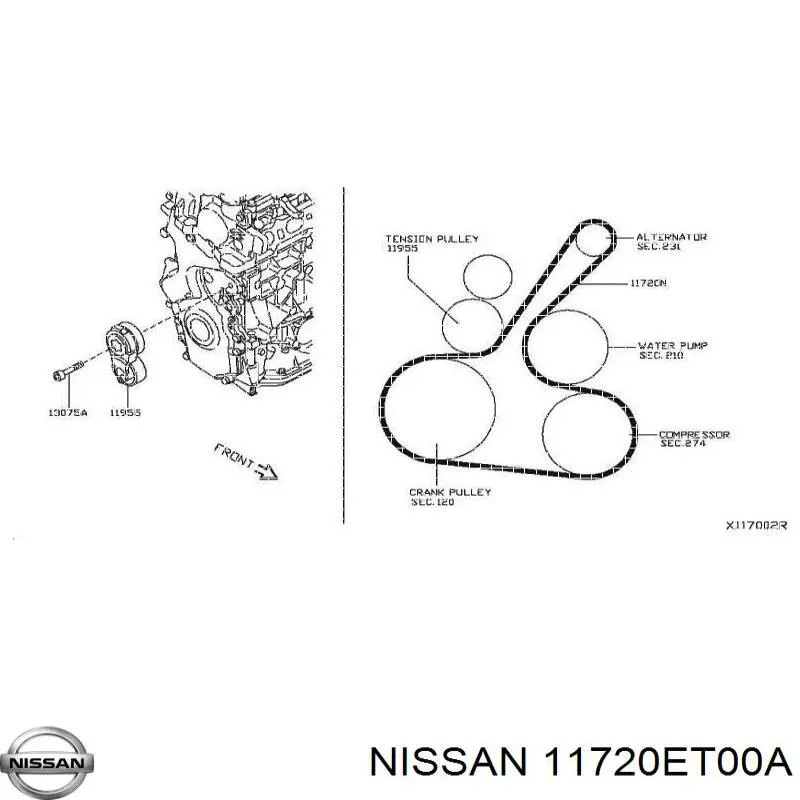 11720ET00A Nissan ремінь приводний, агрегатів