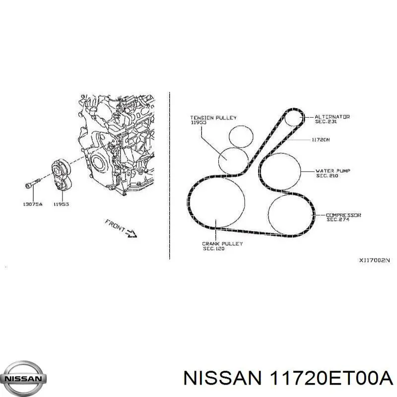 Клиновий ремінь Nissan/Infiniti 11720ET00A ціна, від 13.38 USD