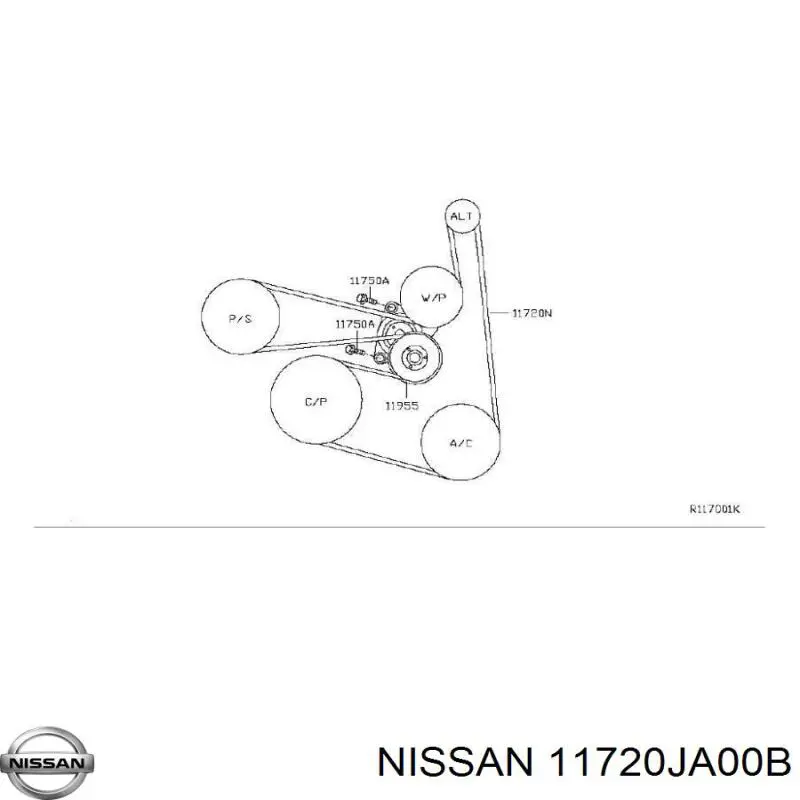 11720JA00B Nissan/Infiniti Поліклиновий ремінь