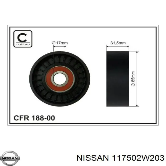 Натягувач приводного ременя Nissan/Infiniti 117502W203 ціна, від 39.55 USD