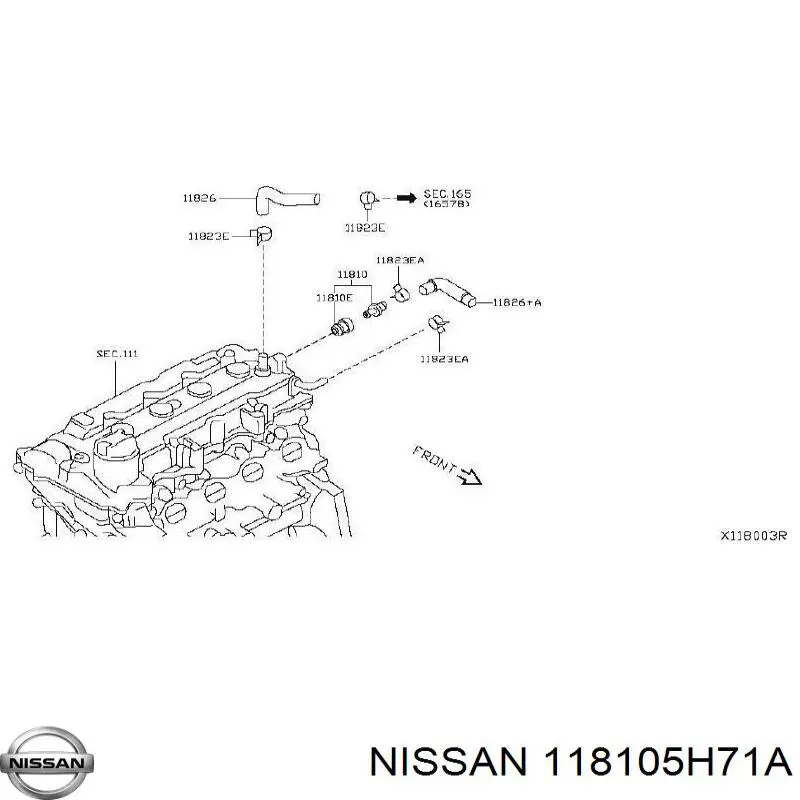 Купити 118105H71A Nissan/Infiniti Клапан PCV вентиляції картера