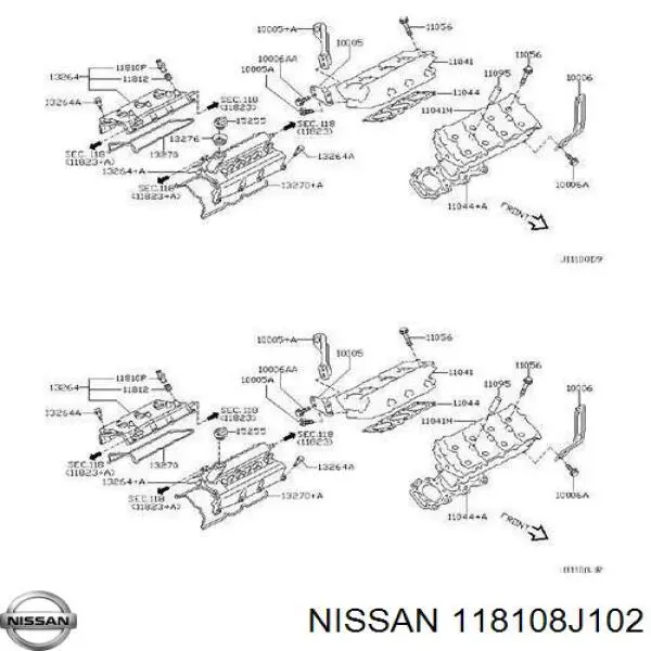 118108J102 Nissan клапан pcv (вентиляції картерних газів)