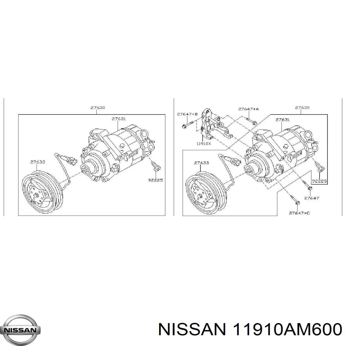 11910AM600 Nissan/Infiniti Кронштейн компресора кондиціонера