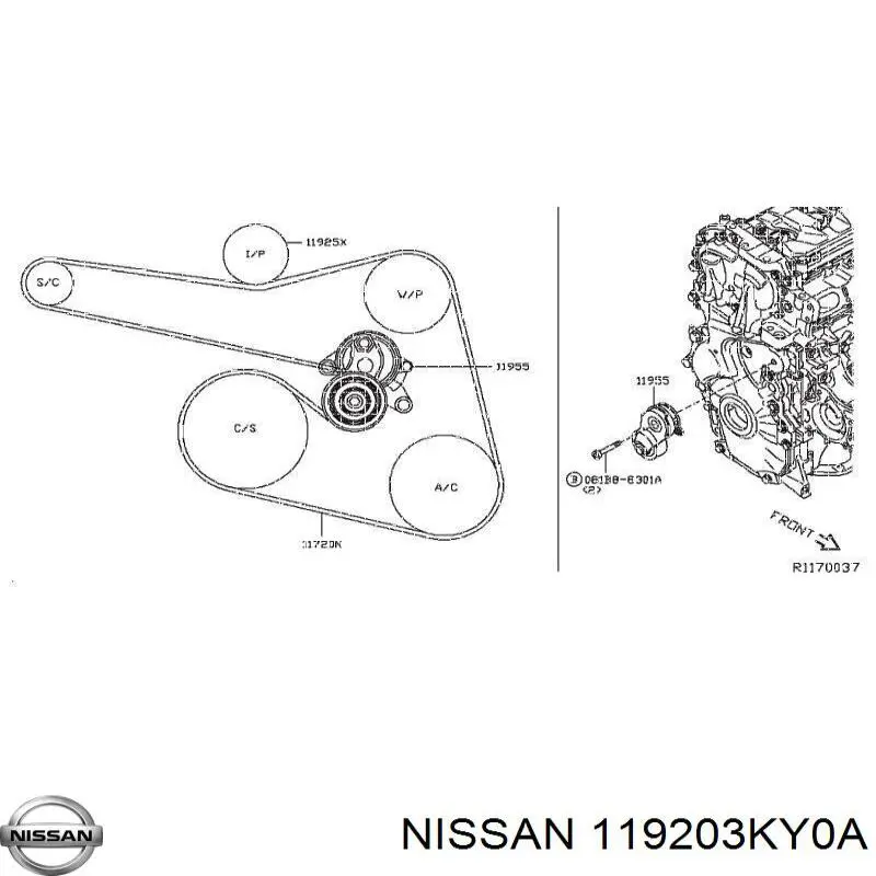 119203KY0A Nissan ремінь приводний, агрегатів