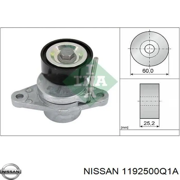 Натягувач приводного ременя Nissan/Infiniti 1192500Q1A ціна, від 18.79 USD
