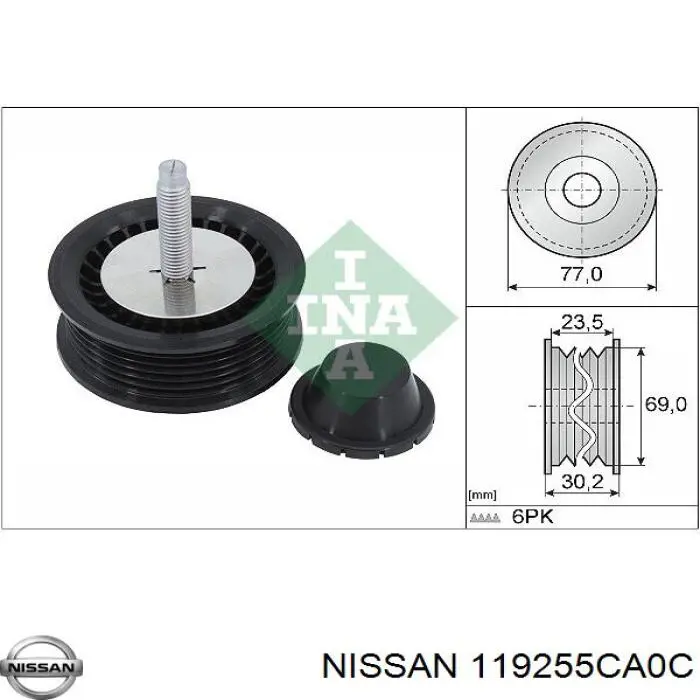Ролик приводного ременя, паразитний Nissan/Infiniti 119255CA0C ціна, від 70.86 USD