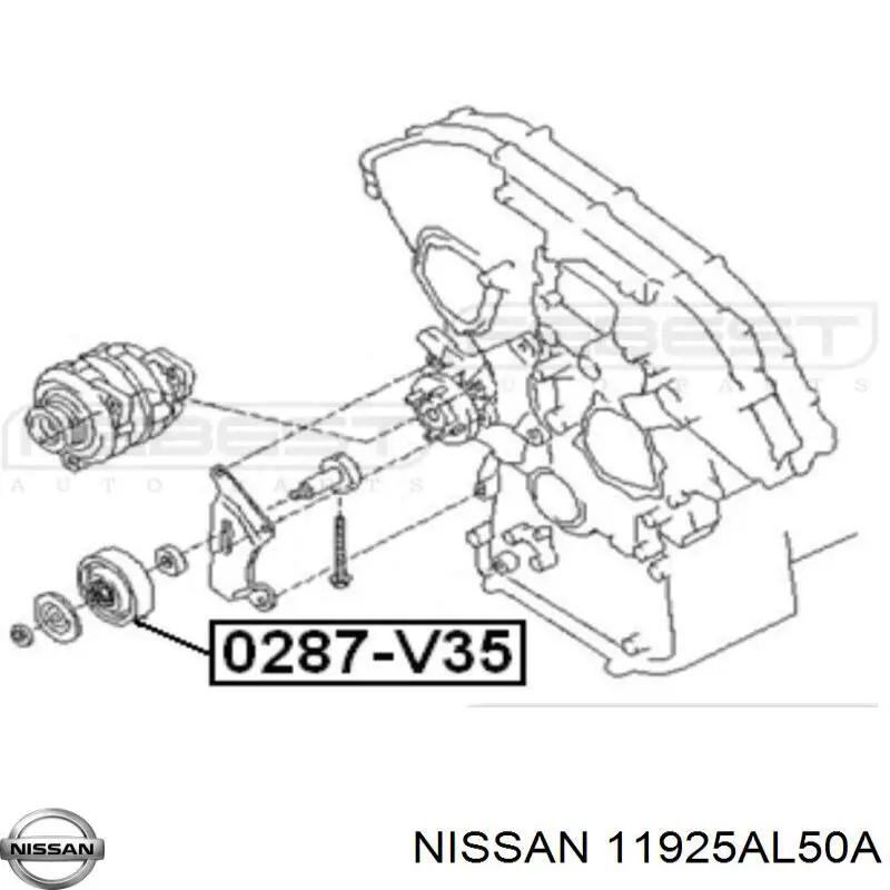 Натяжний ролик Nissan/Infiniti 11925AL50A ціна, від 17.73 USD
