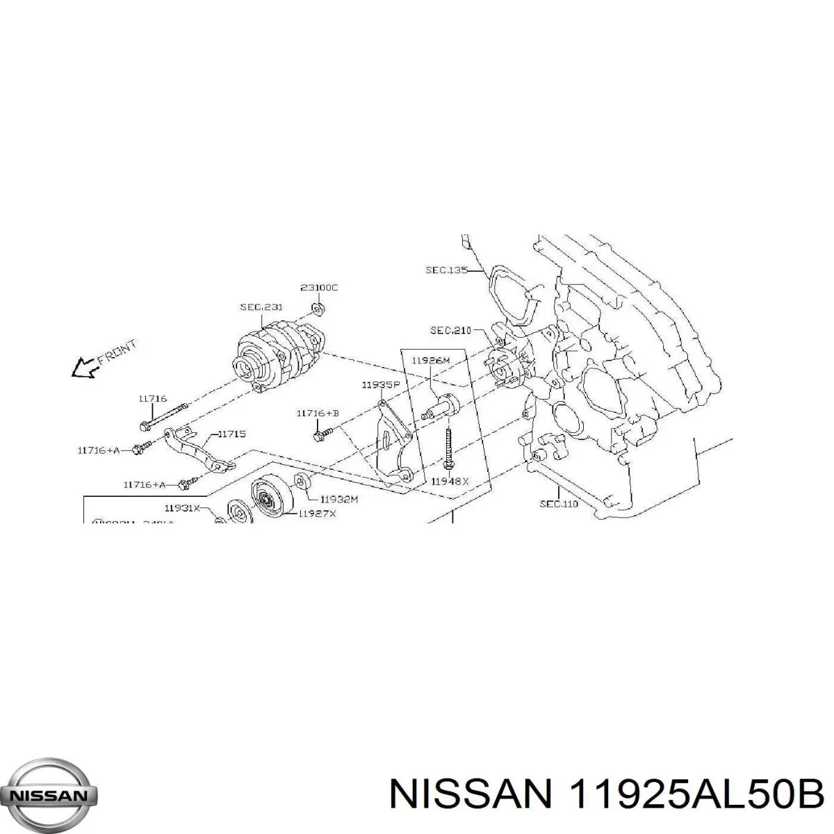 Натяжний ролик Nissan/Infiniti 11925AL50B ціна, від 17.74 USD