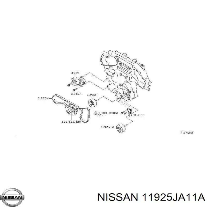 11925JA11A Nissan ролик приводного ременя, паразитний