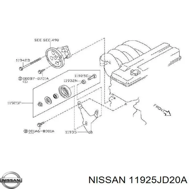 Ролик приводного ременя, паразитний Nissan/Infiniti 11925JD20A ціна, від 9.43 USD