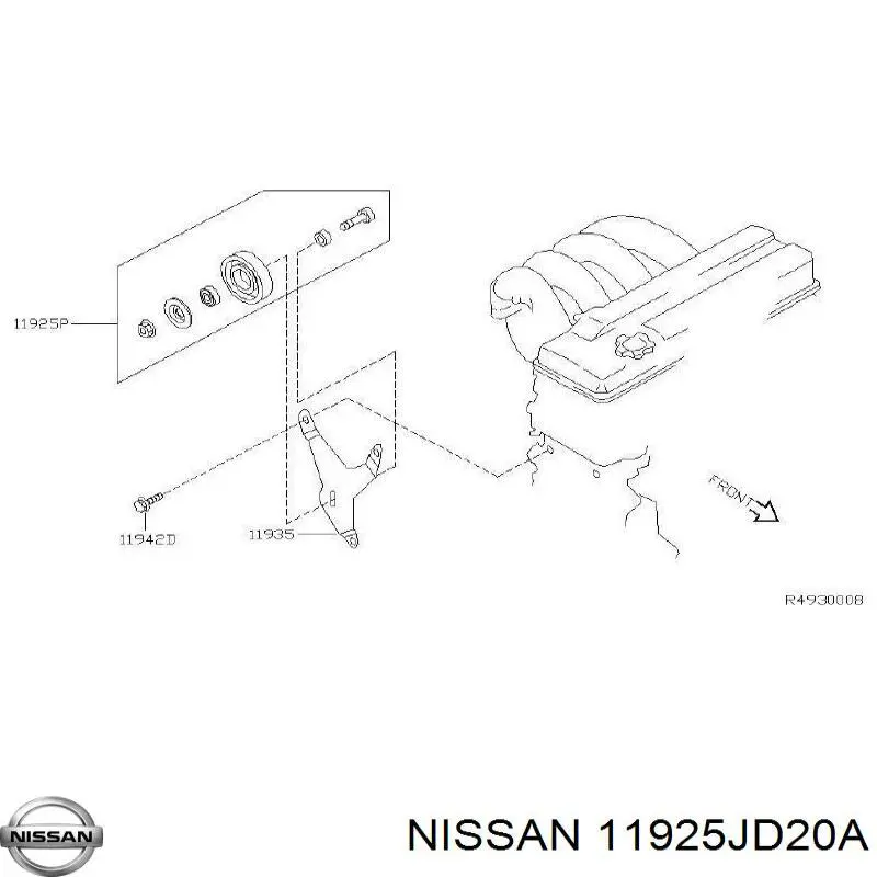 11925ET000 Nissan ролик приводного ременя, паразитний