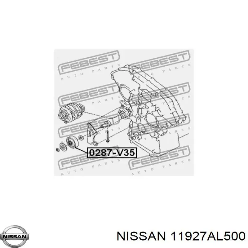 Ролик приводного ременя, паразитний 11927AL500 Nissan/Infiniti