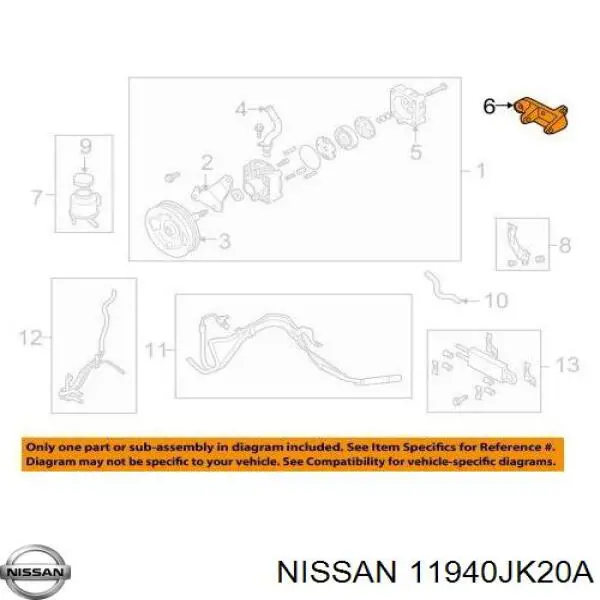 11940JK20A Nissan/Infiniti Кронштейн насосу г/п керма