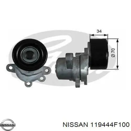 Ролик приводного ременя, паразитний Nissan/Infiniti 119444F100 ціна, від 97.94 USD