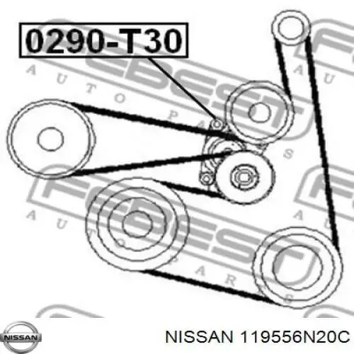 119556N20C Nissan натягувач приводного ременя