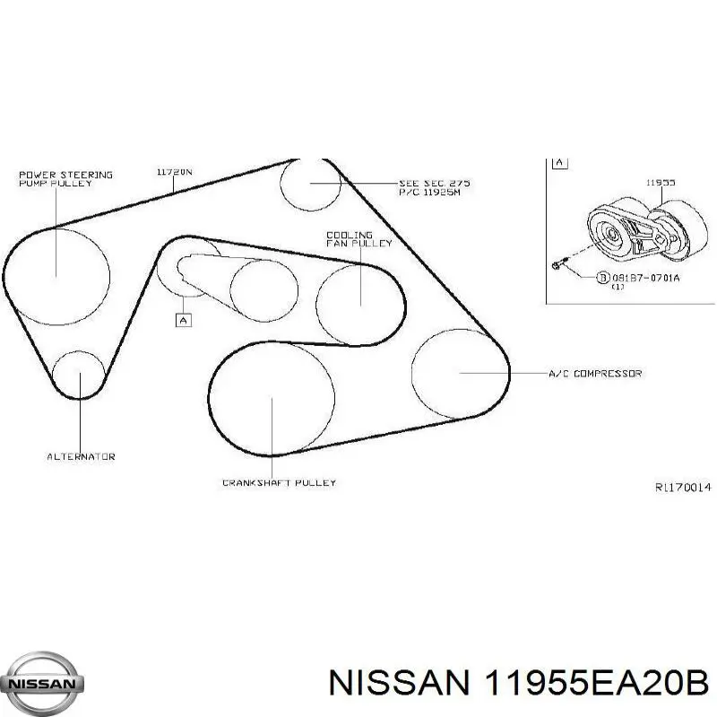 Купити 11955EA20B Nissan/Infiniti Натягувач приводного ременя