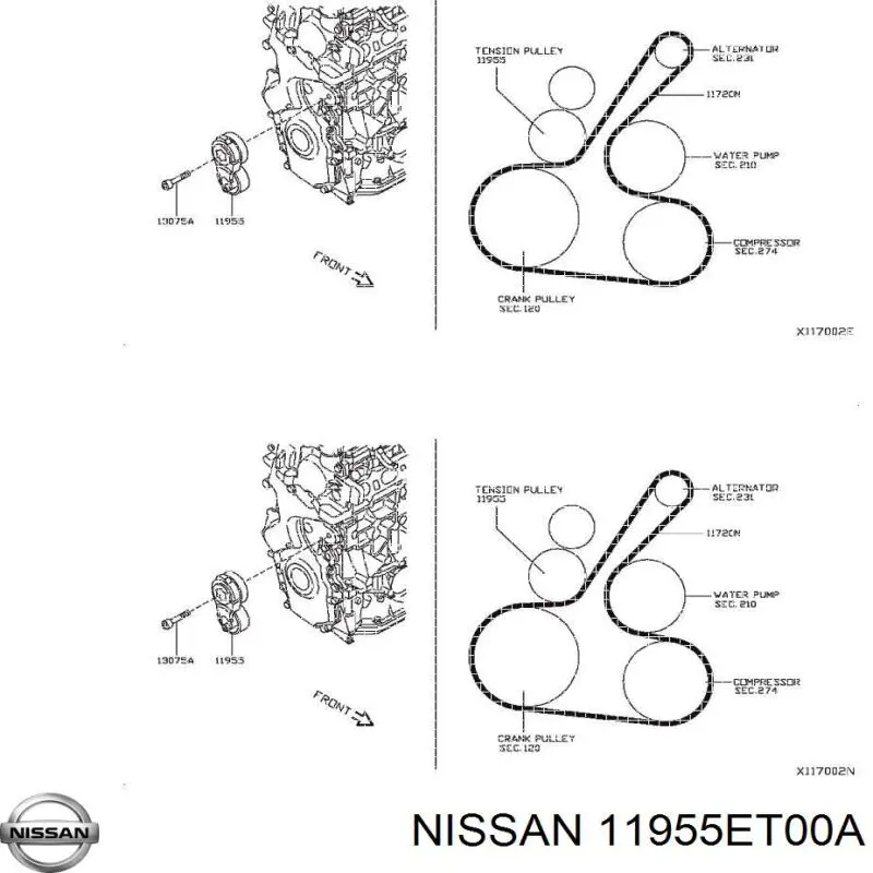 11955ET00A Nissan натягувач приводного ременя