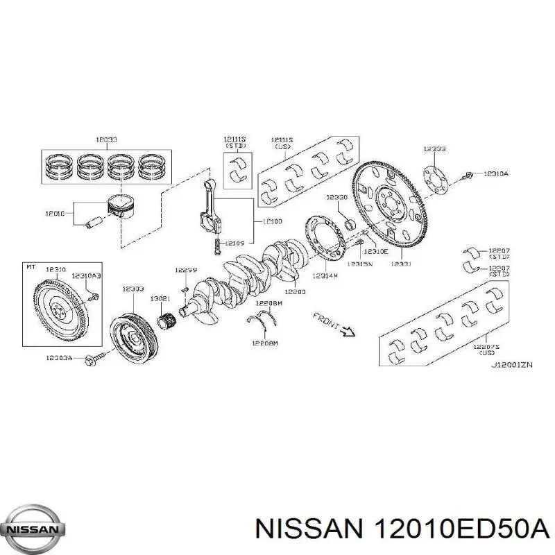 Поршень (комплект на мотор), STD Nissan SENTRA (B17) (Нісан Сентра)