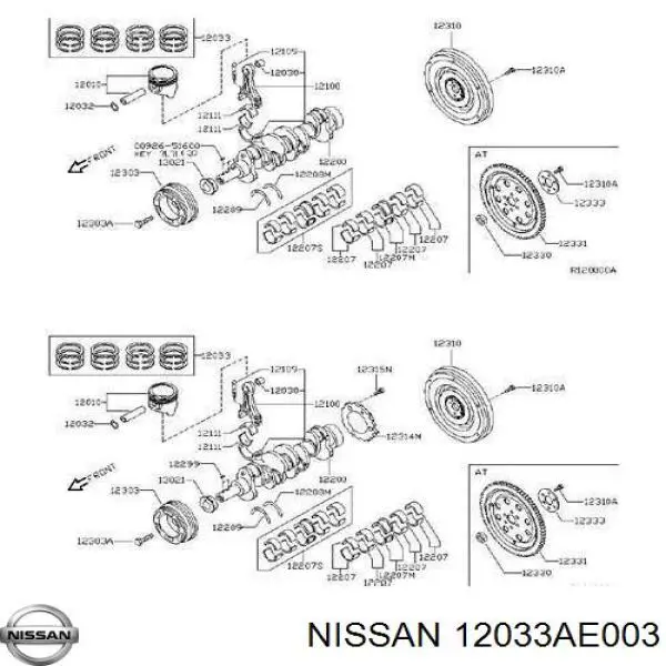12033AE003 Nissan кільця поршневі комплект на мотор, std.