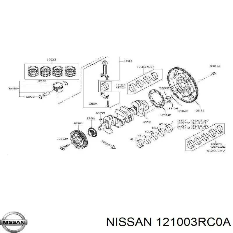 Шатун поршня двигуна 12100EN20A Nissan