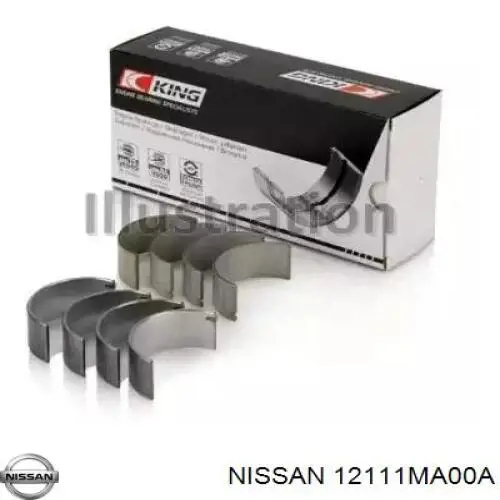 12111MA00A Nissan вкладиші колінвала, шатунні, комплект, стандарт (std)