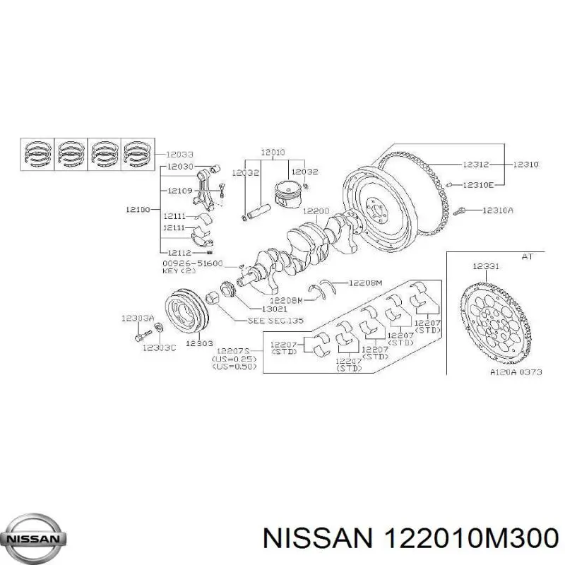 122010M300 Nissan/Infiniti Колінвал двигуна