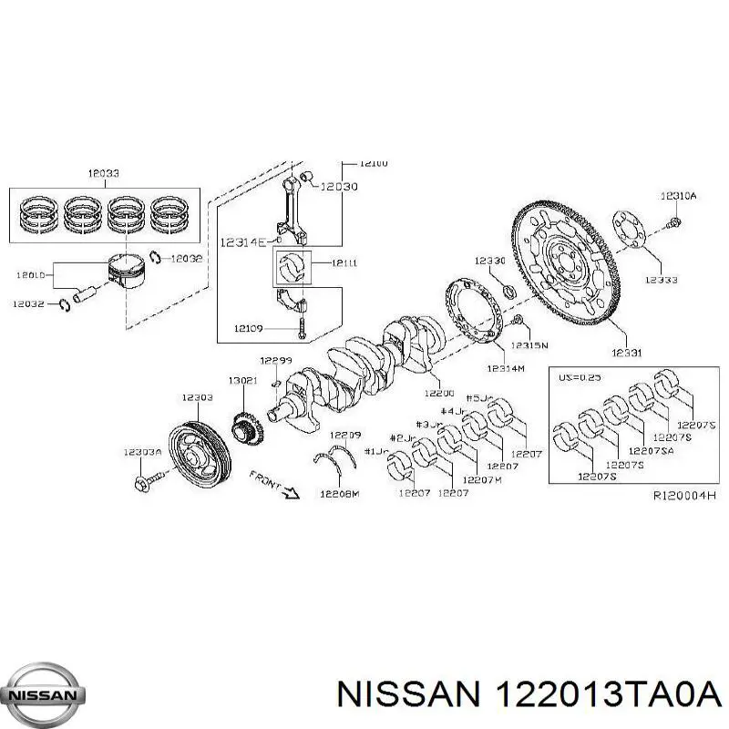 12201JA02A Nissan/Infiniti Колінвал двигуна