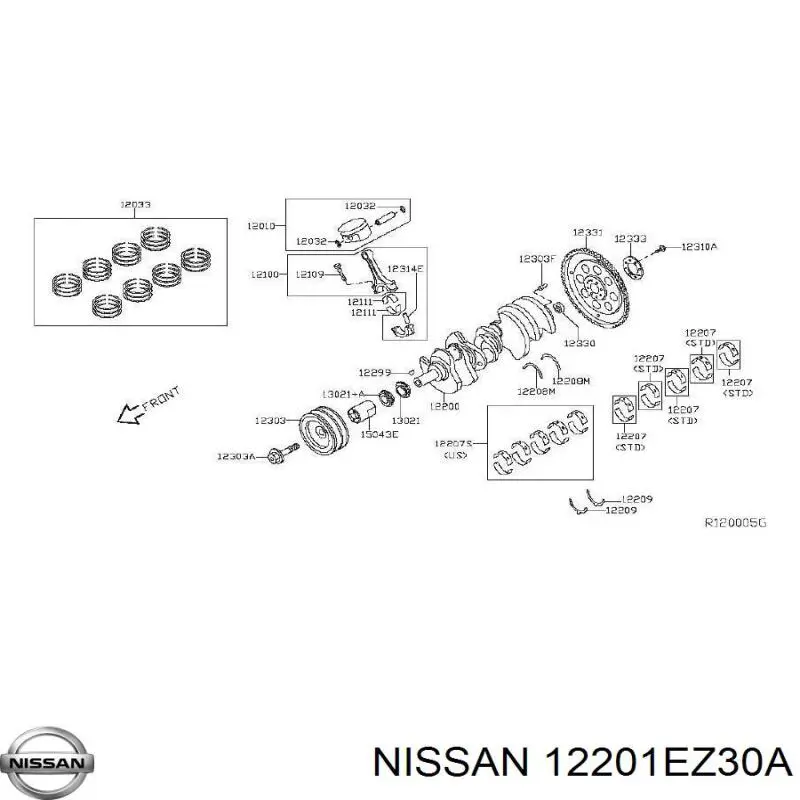 Вал колінчастий і маховик Nissan/Infiniti 122011LA0A ціна, від 912.19 USD