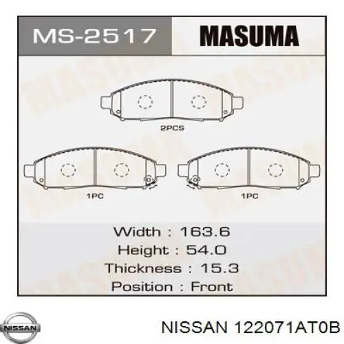 Вкладиші коленвала, корінні, комплект, стандарт (STD) Nissan/Infiniti 122071AT0B ціна, від 43.07 USD