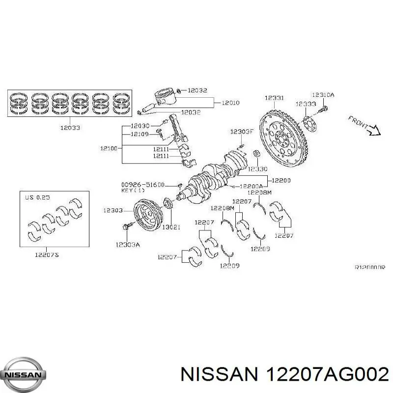 12207AG002 Nissan/Infiniti Підшипник ковзання клонували