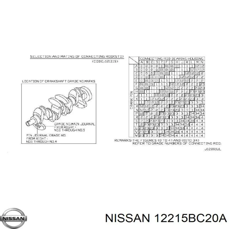 Вкладиші колінвала, корінні, комплект, стандарт (STD) Nissan Tiida (C13) (Нісан Тііда)