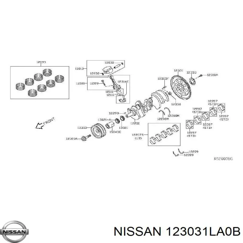 Шків колінвала 123031LA0B Nissan