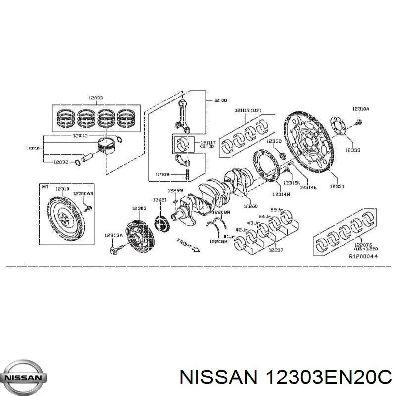 Шків колінвала (демпфер ) Nissan/Infiniti 12303EN20C ціна, від 27.62 USD