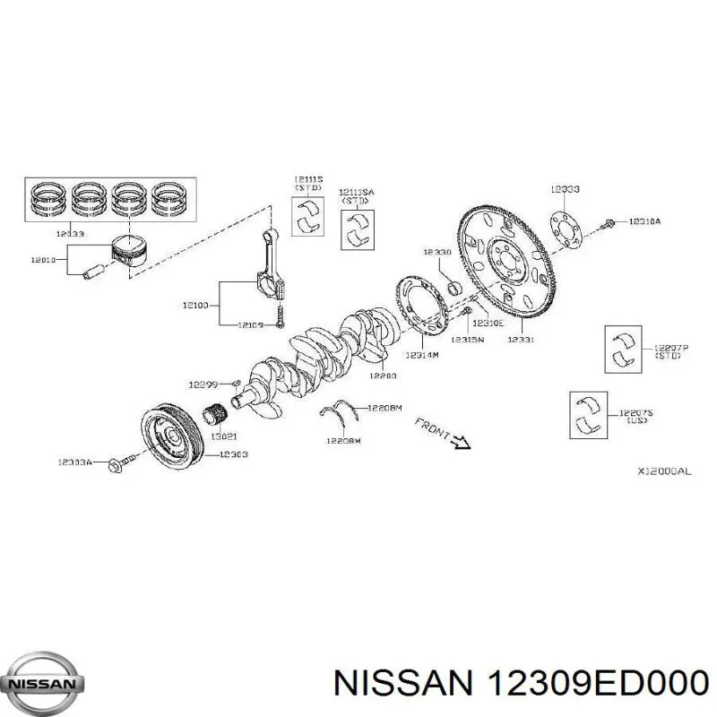 12309ED000 Nissan/Infiniti Болт коленвала