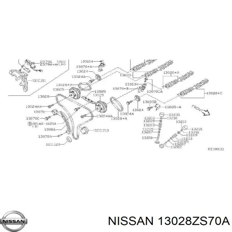 Ланцюг ГРМ, розподілвала NISSAN 130287Y000