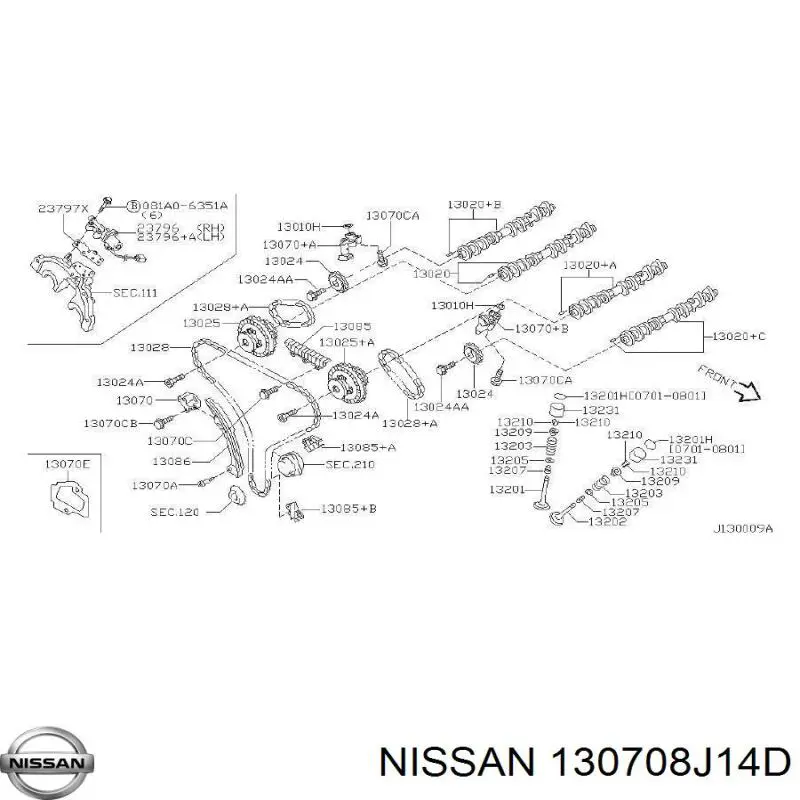 Натягувач ланцюга ГРМ розподілвалів, лівого Nissan/Infiniti 130708J14D ціна, від 32.70 USD