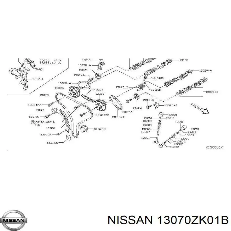 13070ZK01B Nissan/Infiniti Натягувач ланцюга ГРМ распреддвалов, лівого