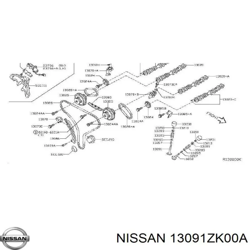 Башмак натягувача ланцюга ГРМ 13091ZK00A Nissan