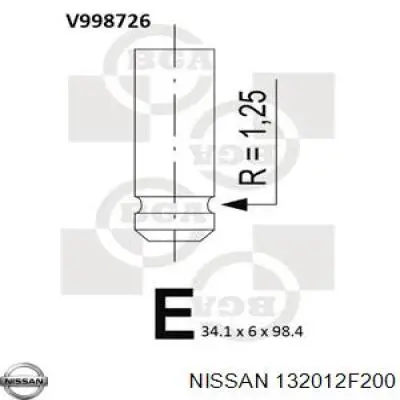 Клапан впускний Nissan/Infiniti 132012F200 ціна, від 9.12 USD