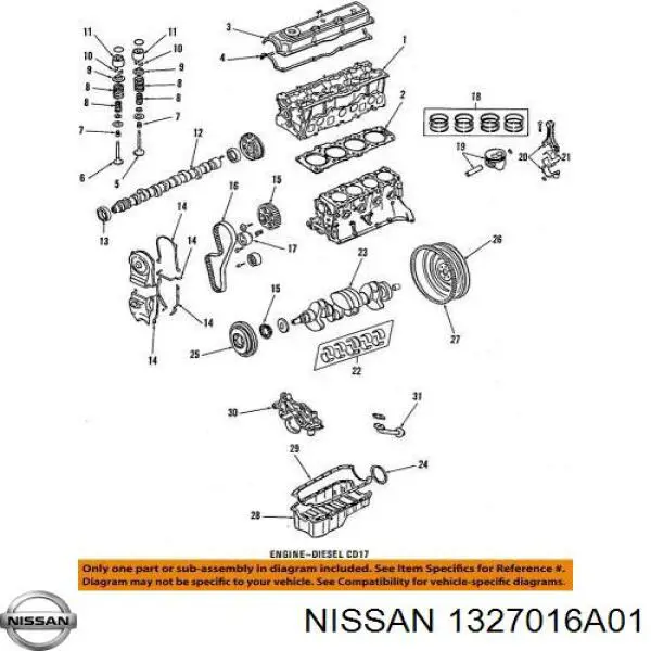 1327016A01 Nissan прокладка клапанної кришки двигуна