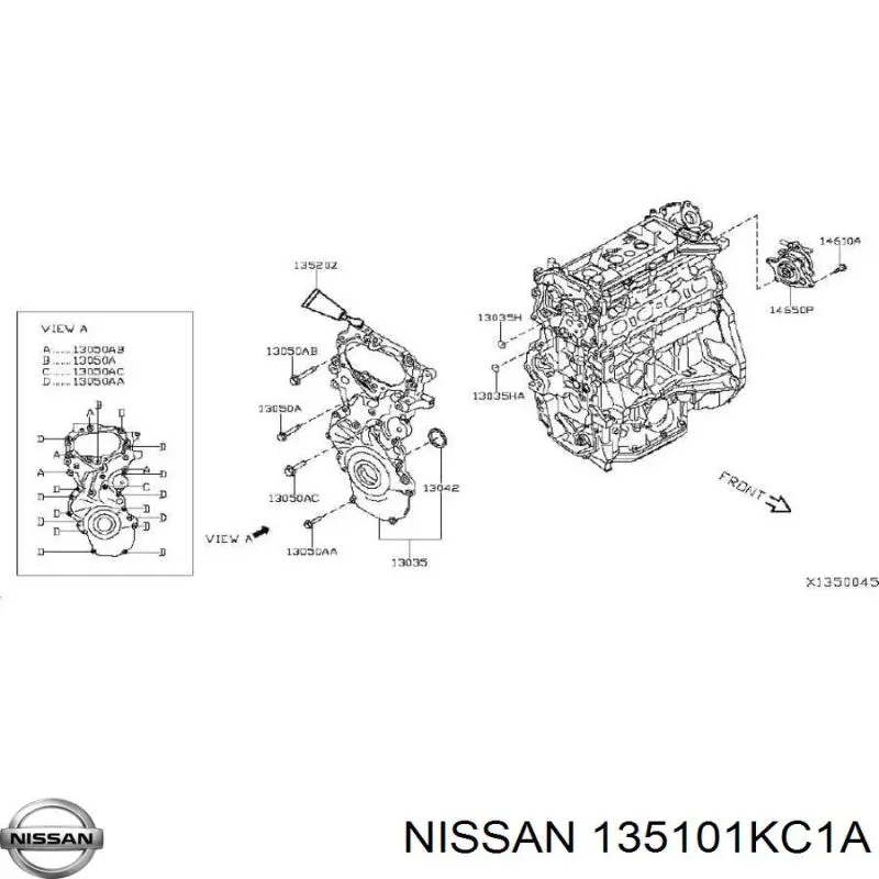 135101KC1A Nissan сальник колінвала двигуна, передній